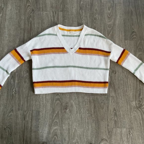 LA Hearts Striped Cropped V-Neck Pullover Sweater PacSun - Picture 2 of 7